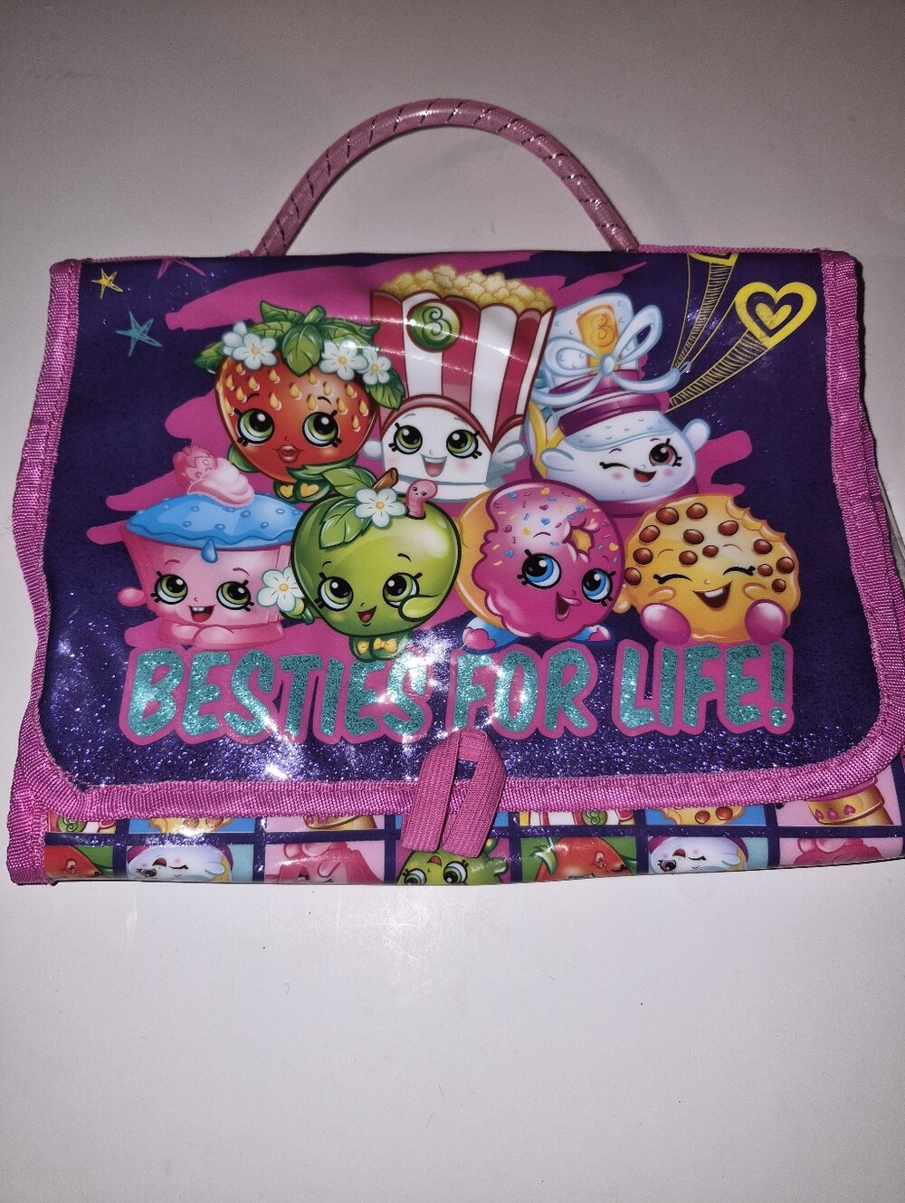 2014 Shopkins Kids Carry Case in Purple and Pink with Character Art